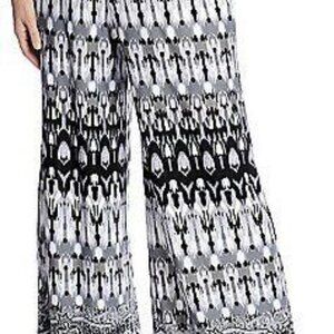 One World Women's Printed Knit Elastic Waist Pull-on Palazzo‎ Pants  SZ L